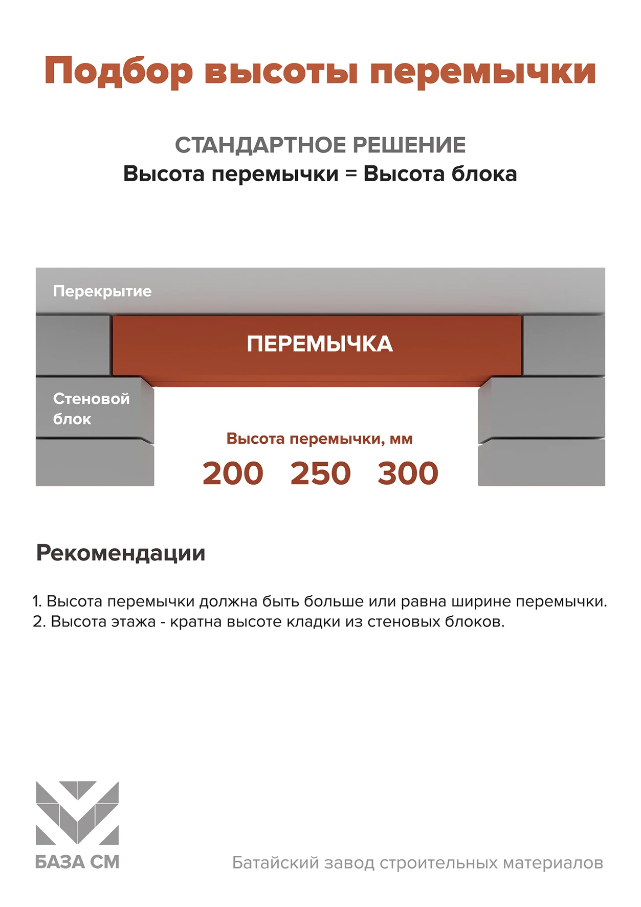 Стандартный подбор высоты